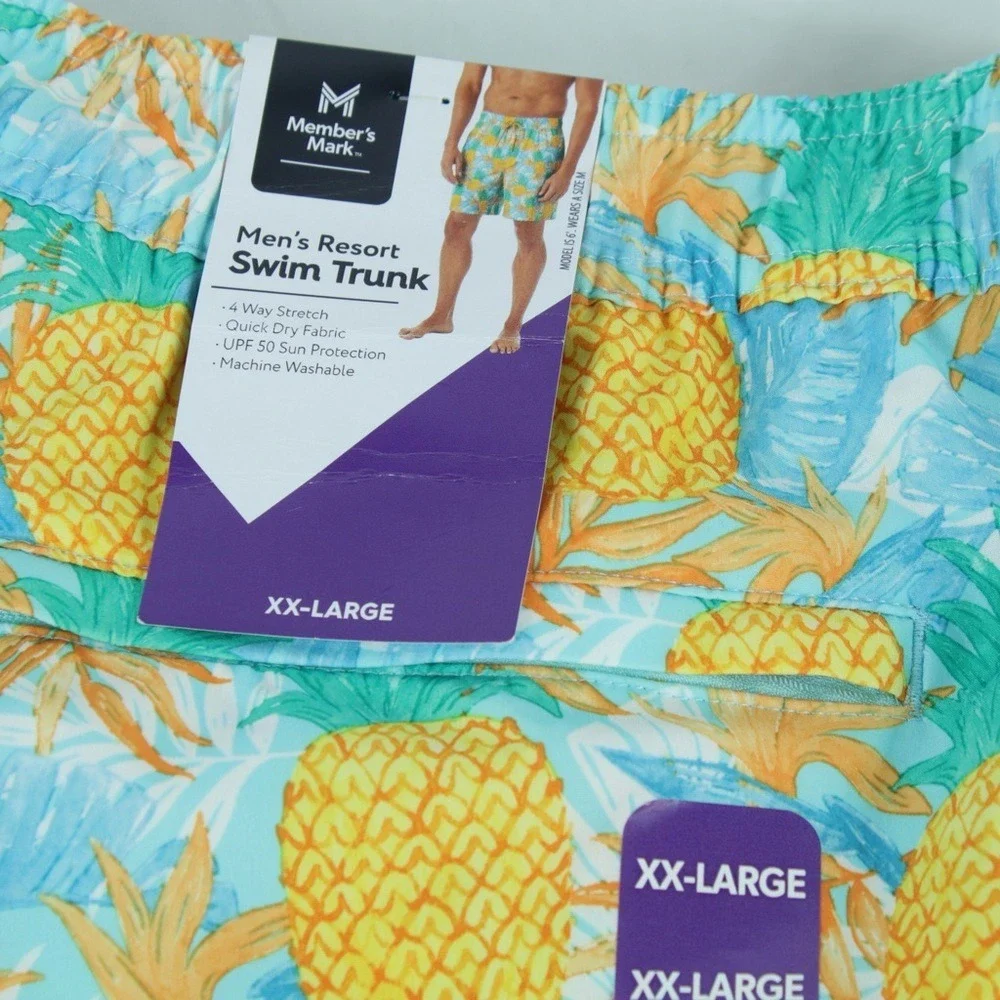 Member's Mark Pineapple Swim Trunks Bathing‎ Suit Swimsuit w/ Netting - NEW